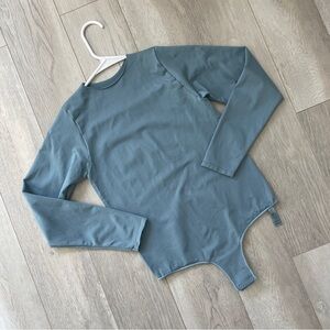 Skims Essential Bodysuit long sleeve crew womens Blue (size 2x 3x) fitted rare